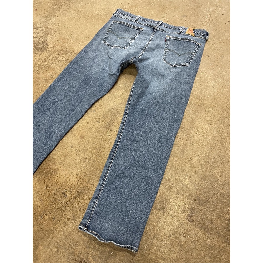 Levis 501 Jeans Mens 42x30 Medium Wash Blue Straight Leg Button Fly Distressed - Picture 13 of 16